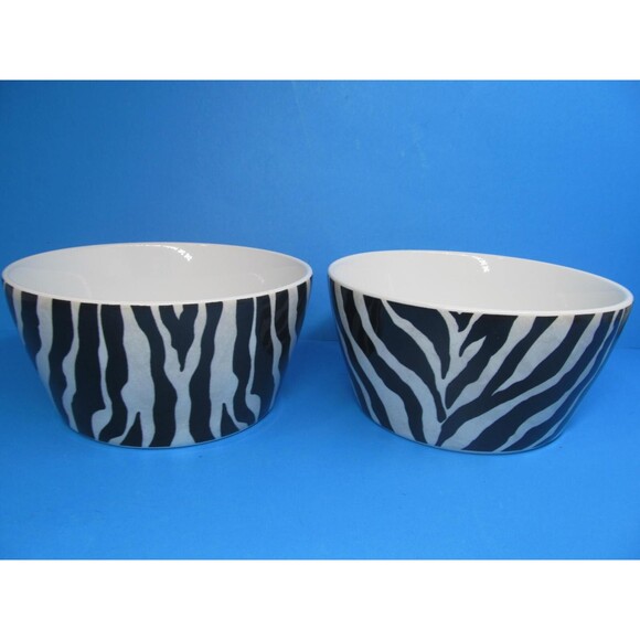 Roscher Zebra Set Of 2 Black And White 5 3/4" X 2 3/4" Bowls GUC - Picture 1 of 8
